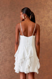 Vestido Curto Babados - OFF WHITE
