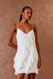 Vestido Curto Babados - OFF WHITE