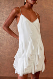 Vestido Curto Babados - OFF WHITE