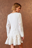 Vestido curto Richelieu Manga Bufante - off white