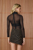 Vestido Curto Giselle Bordado Tachas - Preto