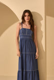 Vestido Linho Pesponto - Indigo - SKUNK