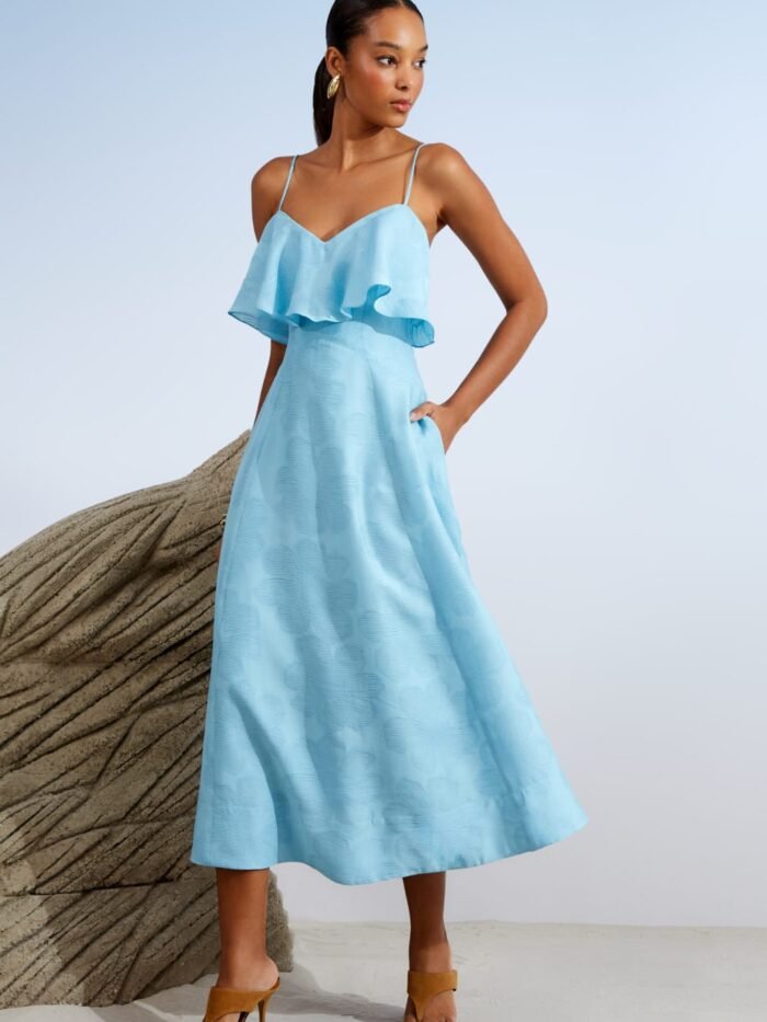 VESTIDO MIDI BABADO DECOTE AGILITÀ