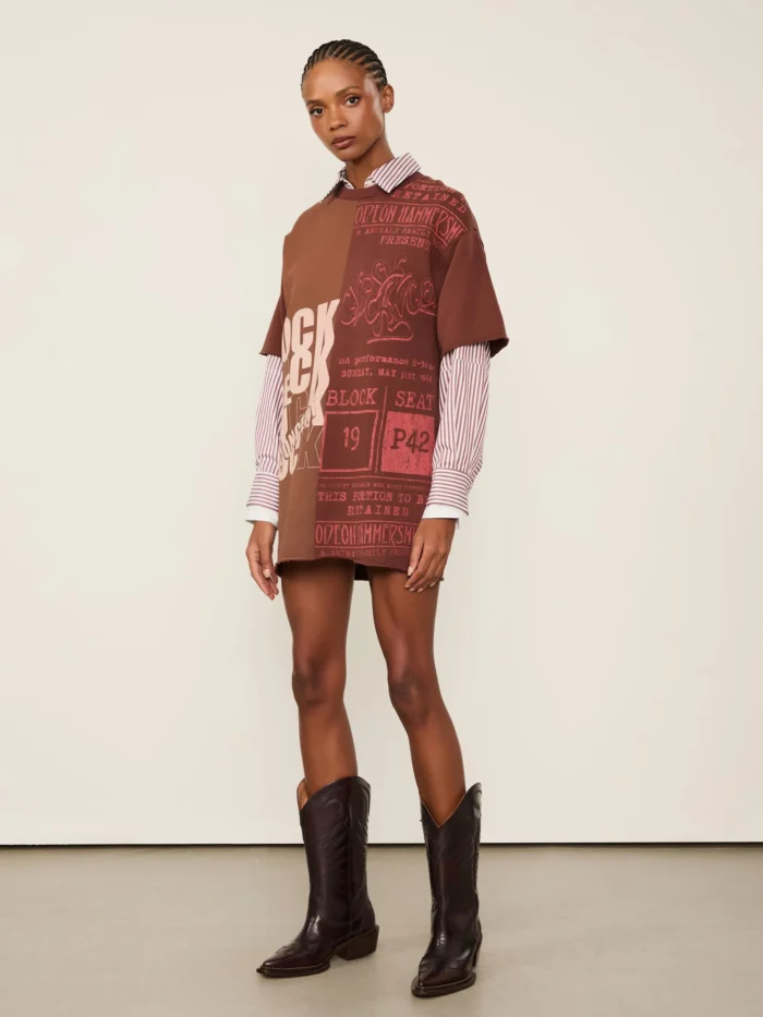 Vestido De Moletom Fun Curto Rock Marrom - ANIMALE