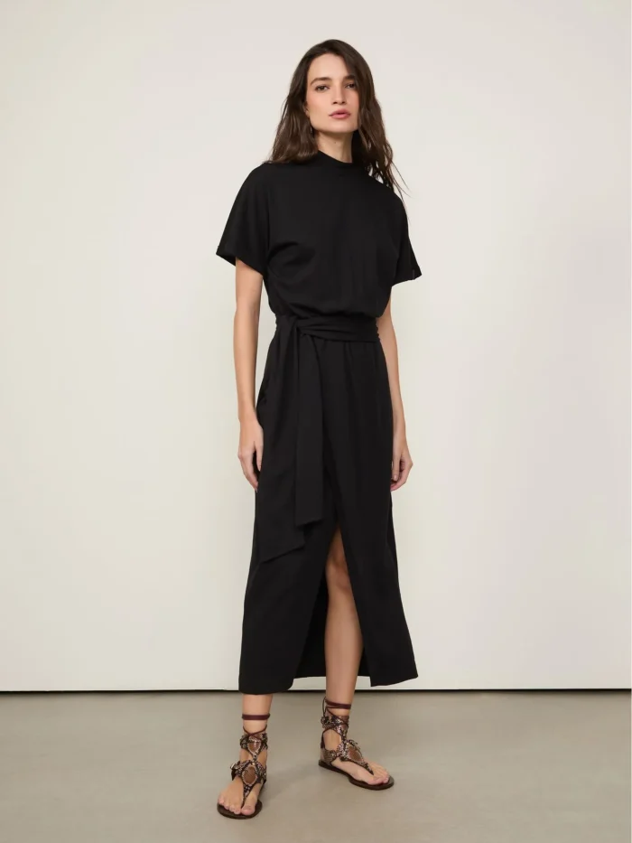 VESTIDO MIDI T-SHIRT SAIA TRANSPASSADA PRETO - ANIMALE
