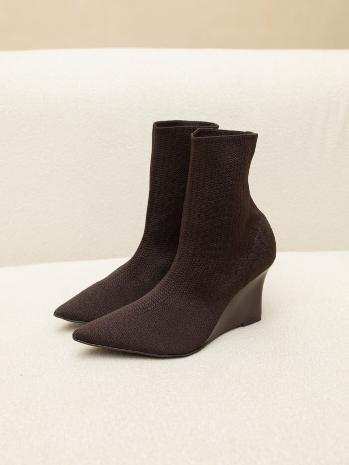 BOTA KNIT ANABELA - MARROM