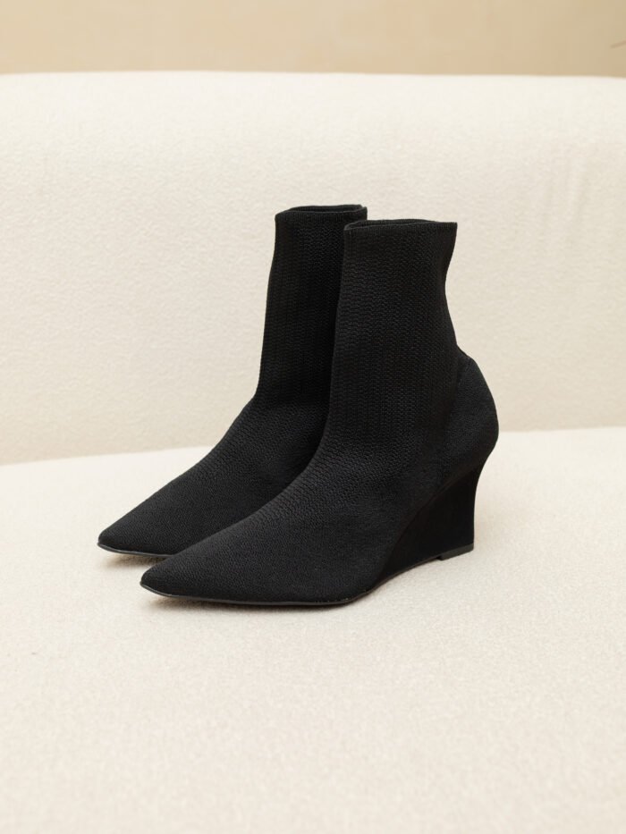 BOTA KNIT ANABELA - PRETA
