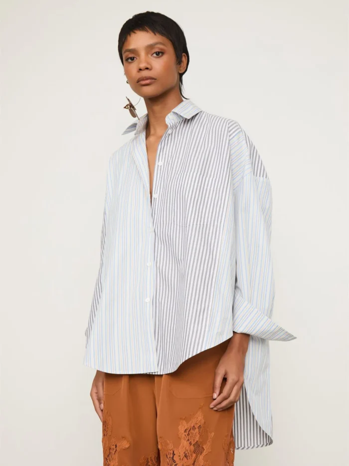 Camisa De Tricoline Com Mix De Listras