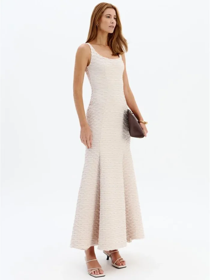 Vestido Longo De Alça Texturizado